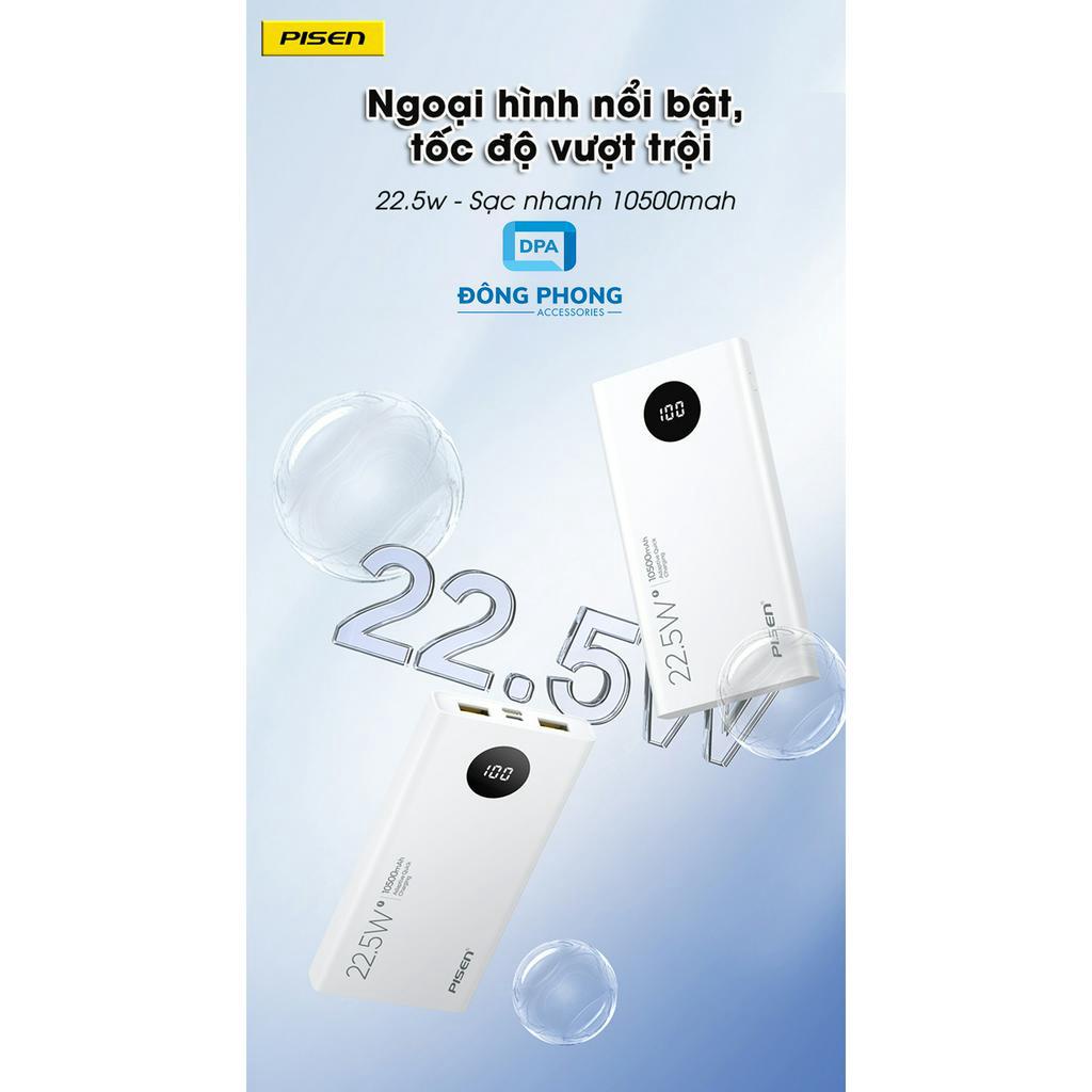 Pin Dự Phòng Pisen TS-D314 10500mah 22.5W Chính Hãng