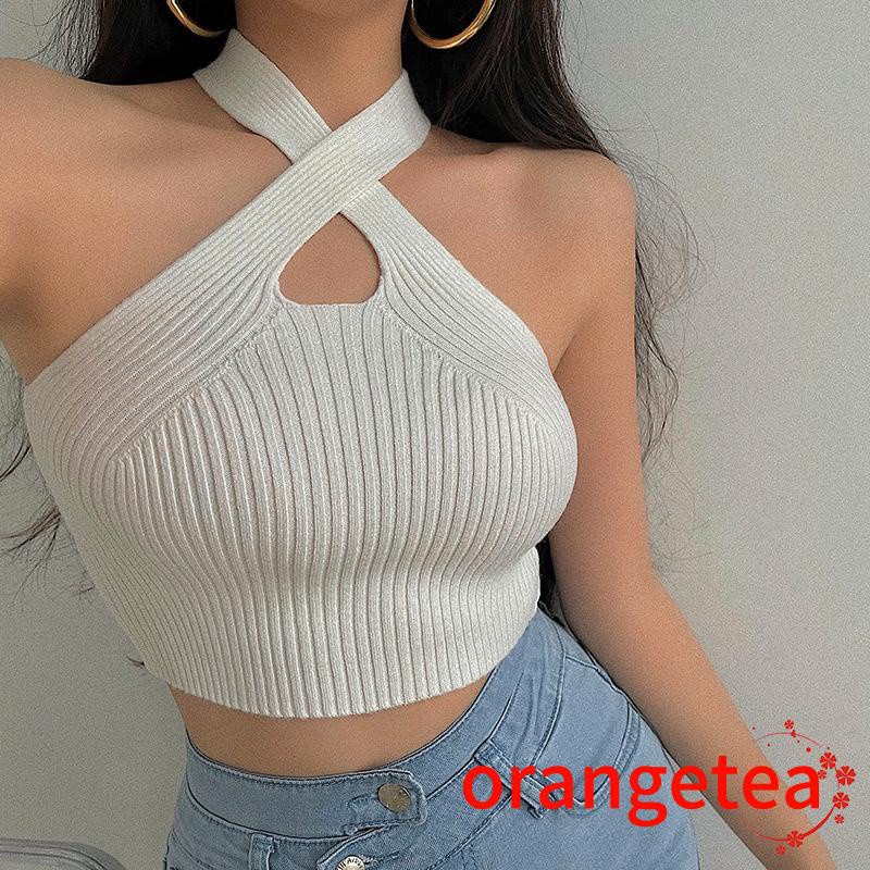 Áo Croptop Sát Nách Màu Sắc Đơn Giản Cho Nữ