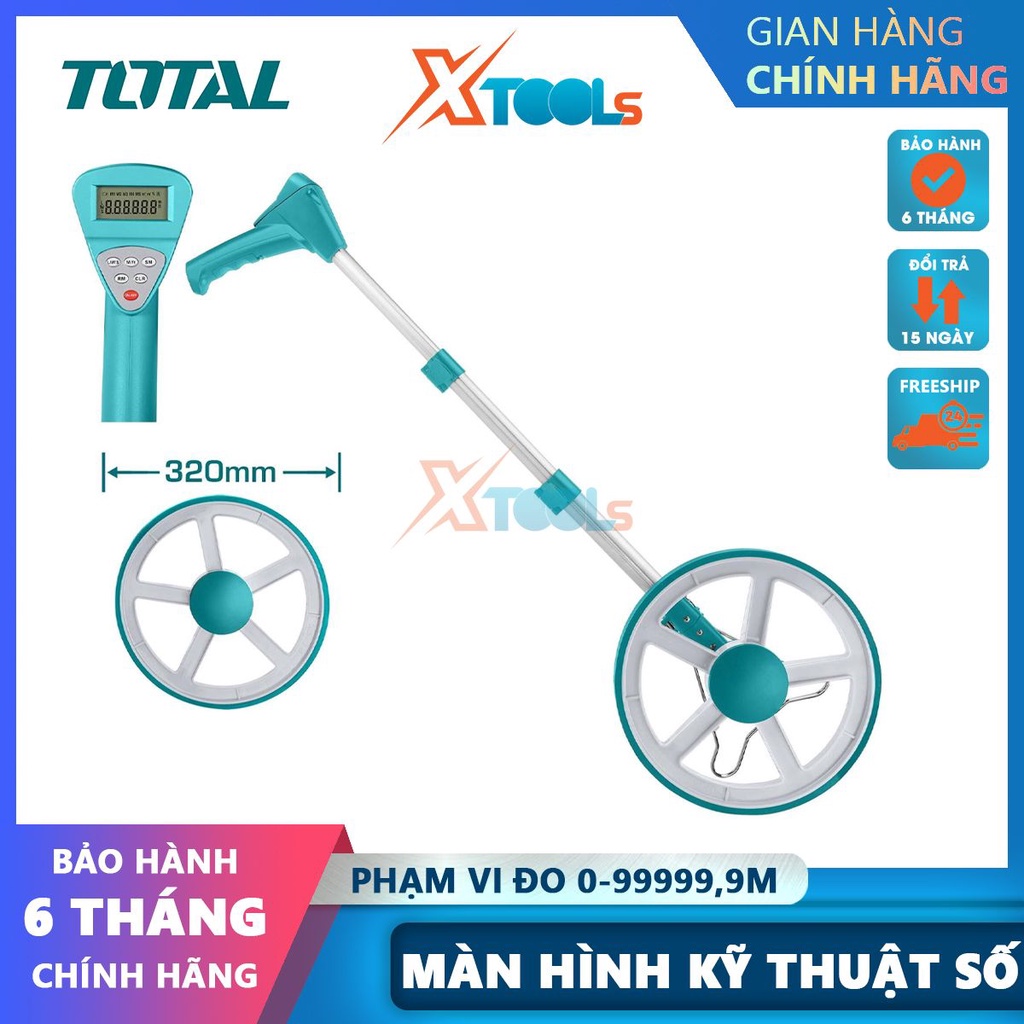 Thước lăn đo đường kỹ thuật số TOTAL TMT19923 phạm vi đo 0-99999,9m, màn hình kỹ thuật số và bộ nhớ -CHÍNH HÃNG-XTOOLS