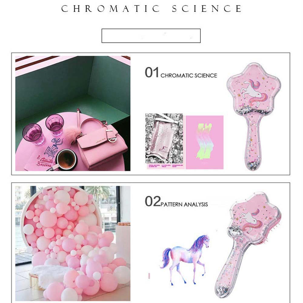 [Hàng mới về] Lược chải tóc nữ mát-xa da đầu trang trí kim tuyến lấp lánh thời trang