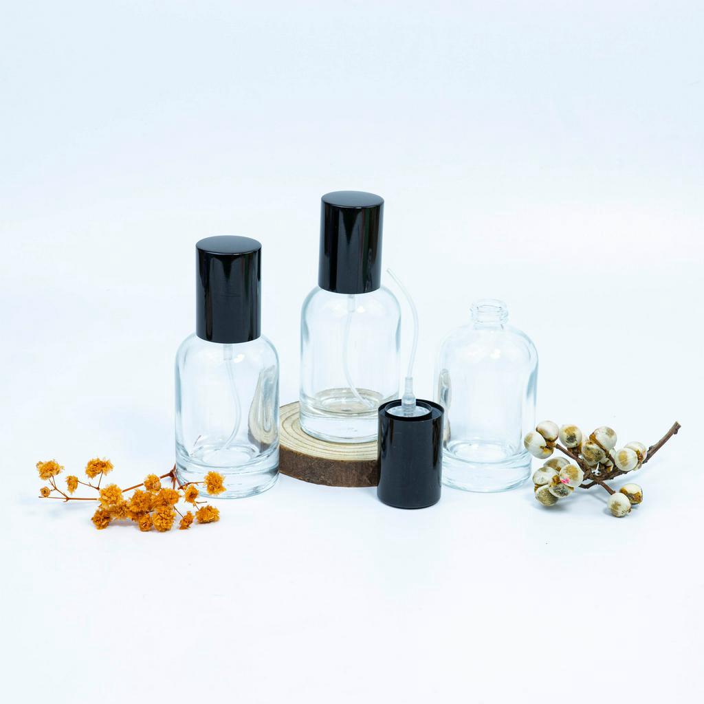 Chai lọ chiết nước hoa thủy tinh kiểu Le LB nắp đen 30ml dạng phun sương!