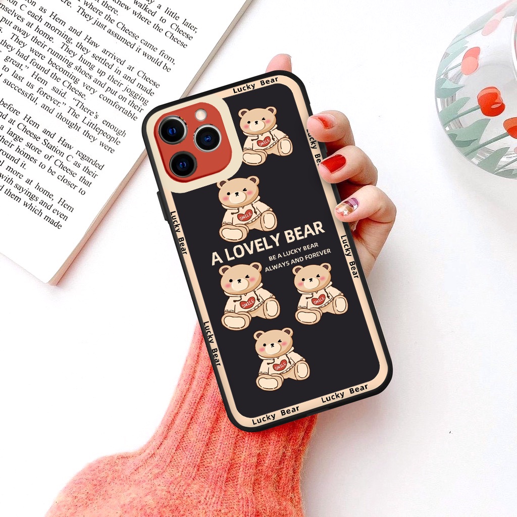 Ốp lưng iphone 13 pro max Lovely Bear ốp bảo vệ camera vuông cạnh đủ mã 6 đến 11 12 13 promax tr150