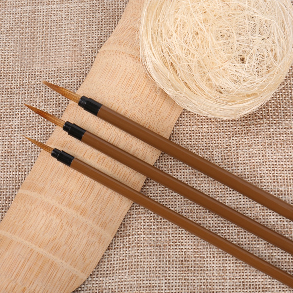 Set 3 Bút Lông SEAMIART Cán Gỗ Thiết Kế Tiện Dụng Watercolor nail polish brush details brush