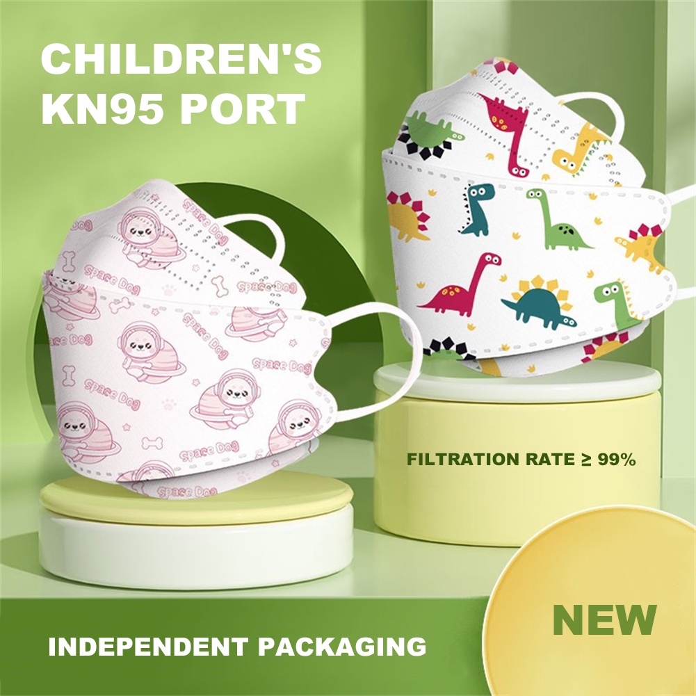 ღ 10 Chiếc Kn95 Trẻ Em Mặt Nạ Hoạt Hình Dễ Thương Sư Tử Khủng Long Không Gian-Chó Thỏ 3d 4 Lớp Phòng Cá Nhân Trọn Gói khẩu Trang Bảo Hộ