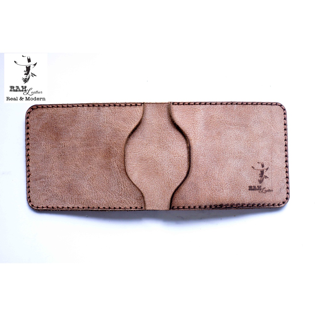 Ví nam da bò RAM Leather Simple Da Bò Vân Hạt Sáng