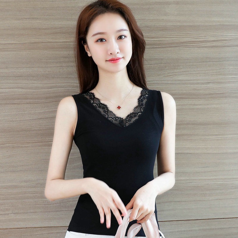 Áo yếm ren nữ cổ chữ V mặc bên ngoài gợi cảm trong mỏng manh lót có đáy thân thiện với l1