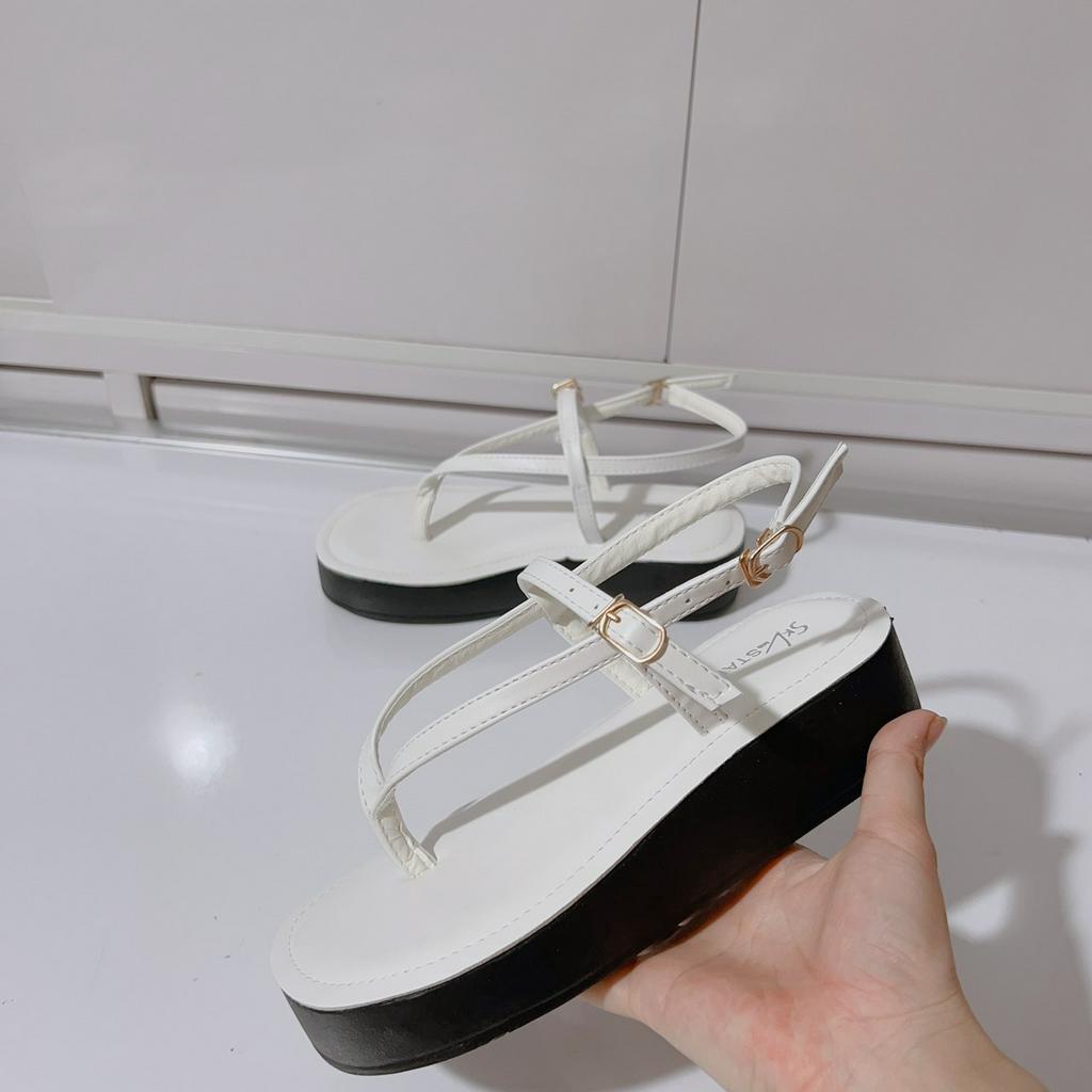 Có sẵn: Sandal kẹp 2 khóa dây điều chỉnh đế 4f mũi vuông-zinzin3456-