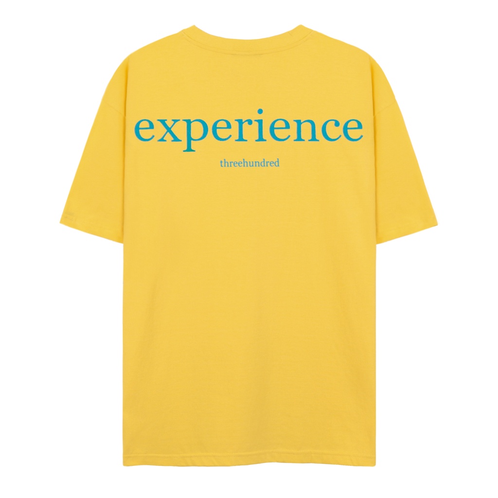 Áo Thun Vàng In Chữ Experience Màu Xanh Chất Liệu 100% Cotton Form Rộng Thoải Mái Unisex Nam Nữ