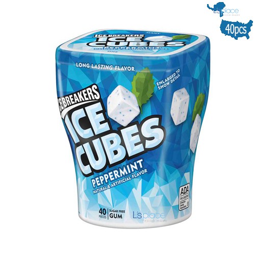 Kẹo Cao Su Bạc Hà Không Đường hiệu Ice Cubes hộp 40 viên