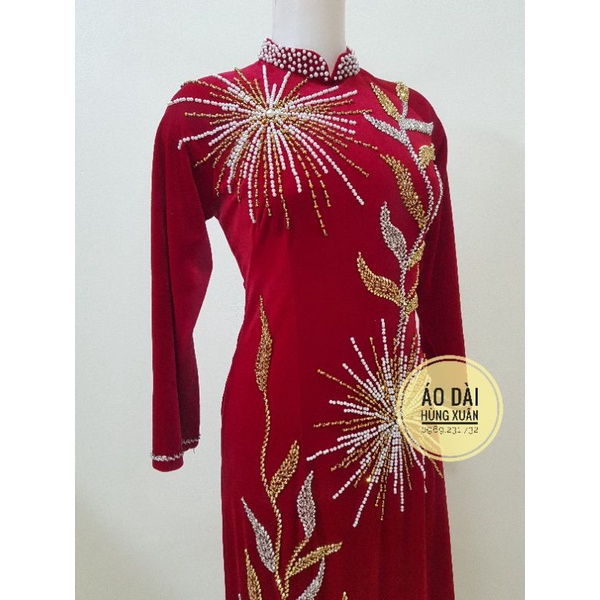 Áo dài vải Nhung đính đá