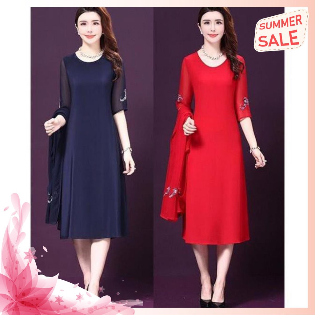 Đầm Suông Kèm Áo Khoác - Váy Dài Dáng Suông Kèm Áo Khoác Hàng Nhập Quảng Châu Cao Cấp Thanh Lịch Sang Trọng | BigBuy360 - bigbuy360.vn