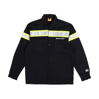Áo sơ mi tay dài nam nữ unisex form rộng, dạ quang, local brand chính hãng - reflective shirt in black/neon