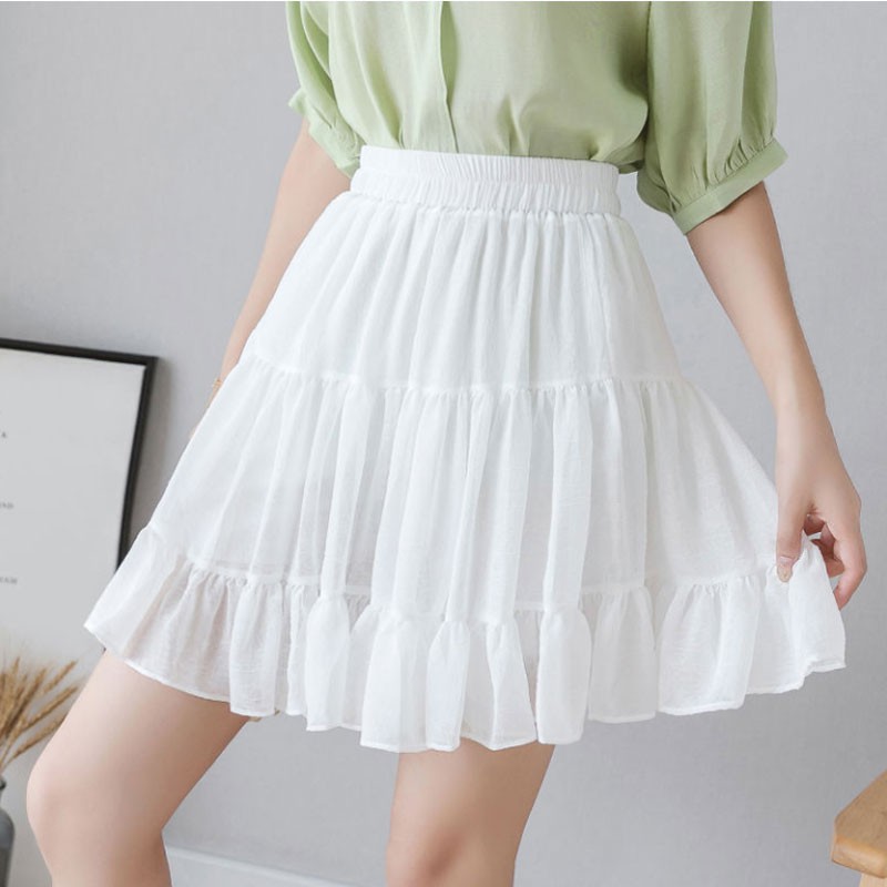 Chân Váy Chiffon Ngắn Lưng Cao Xếp Tầng Họa Tiết Hoa Cúc Nhỏ Thời Trang Mùa Hè Hàng Mới Dành Cho Bạn Nữ