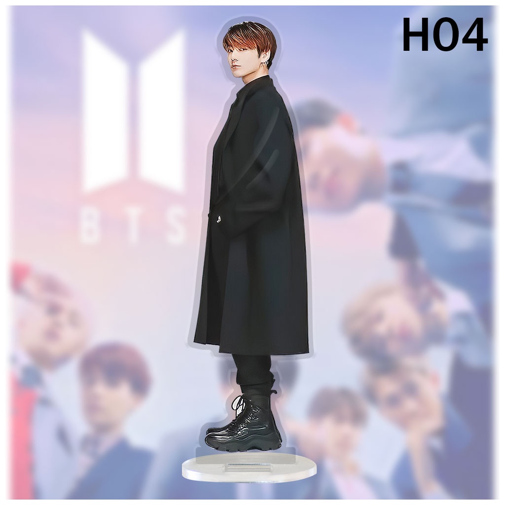 Mô hình đứng bằng arcrylic Jin Suga J Hope Rm Jimin V Jungkook nhóm nhạc BTS để bàn làm việc góc học tập cao 15cm