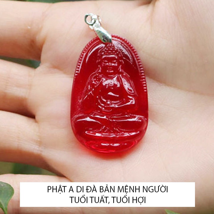 KÈM móc khuyên - Mặt dây chuyền phật A Di Đà cao cấp size nhỏ - Bản mệnh người tuổi Tuất, tuổi Hợi