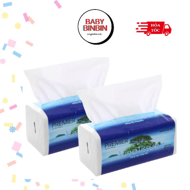 (Xả kho lẻ như sỉ) Khăn giấy rút lụa PREMIER VinaTissue 2 lớp gói 280 tờ
