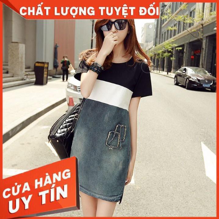 Váy Jean suông dành cho người mập bụng - Size M - XXL