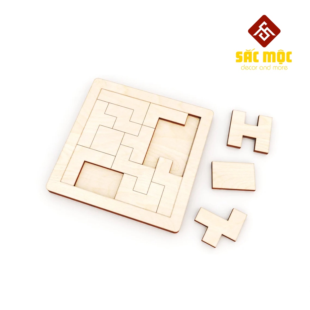 Đồ Chơi Montessori #59 Giải Đố Xếp Hình Tetris Tangram 13 Chi Tiết  | Tetris Tangram Tô Màu Size 100*100*0.6 cm