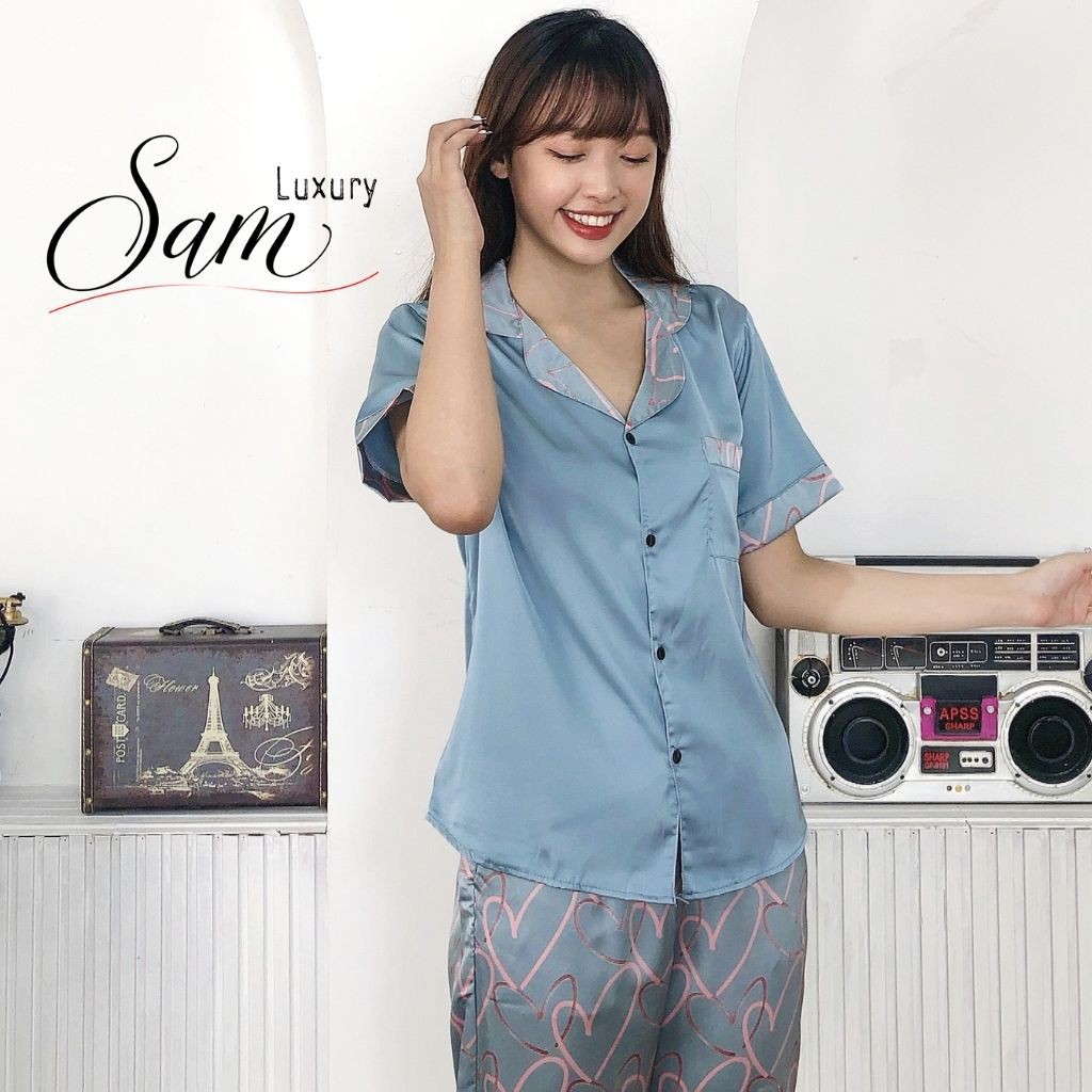 Đồ ngủ nữ hàn quốc, mặc ở nhà, chất liệu lụa latin mềm mịn, Sam luxury | BigBuy360 - bigbuy360.vn