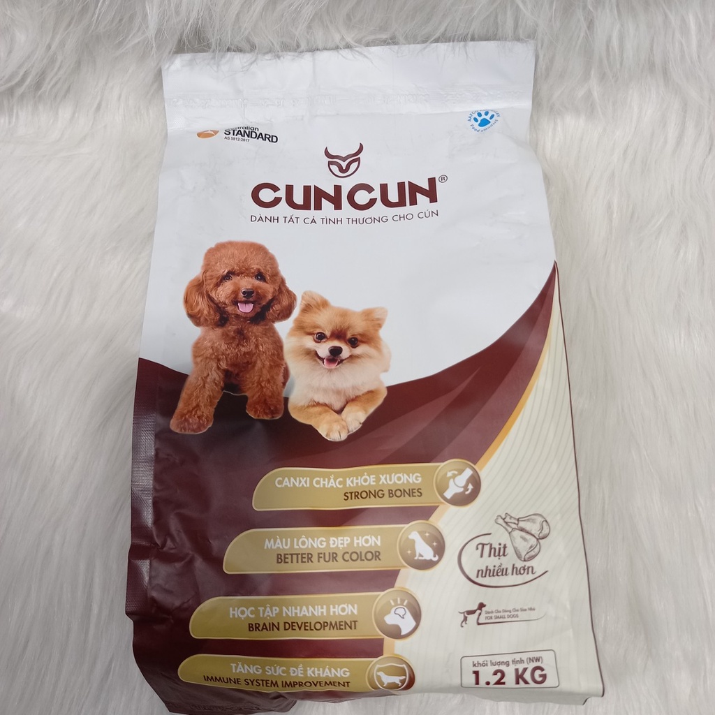 [Mã PET50 giảm 10% - tối đa 50K đơn 250K] Thức ăn cho chó cuncun 1,2kg, Thức ăn cho chó poodle, phốc sóc, chihuahua