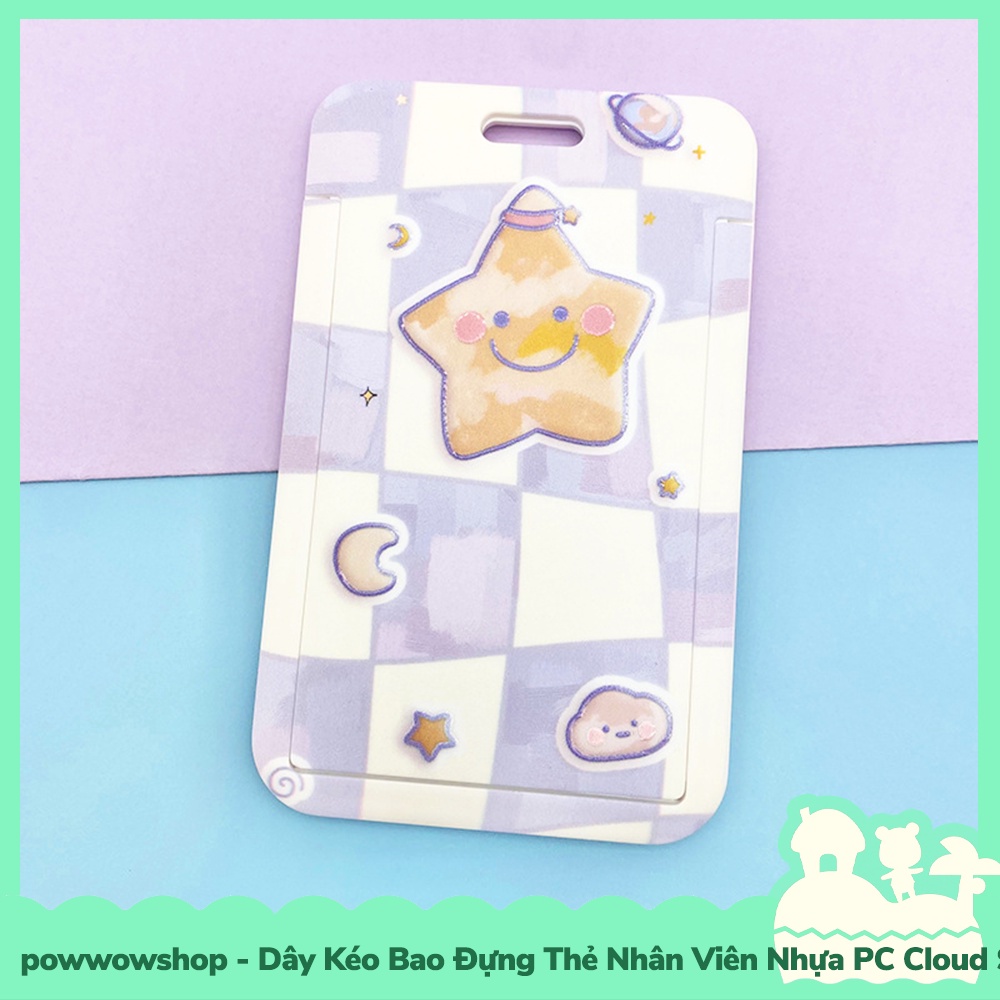 [Sẵn VN - Hỏa Tốc] Dây Kéo Bao Đựng Thẻ Nhân Viên Nhựa PC Mẫu Nhân Vật Hoạt Hình Sun, Moon, Star, Cloud