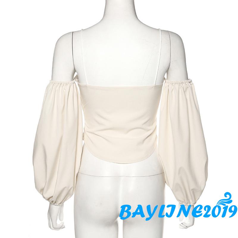 Áo Lửng Hai Dây Cổ Chữ V Trễ Vai Quyến Rũ Cho Nữ