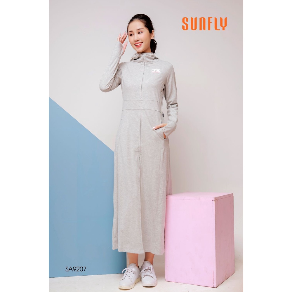 ÁO CHỐNG NẮNG COTTON DÁNG DÀI KÉO KHÓA CÓ MŨ SA9207