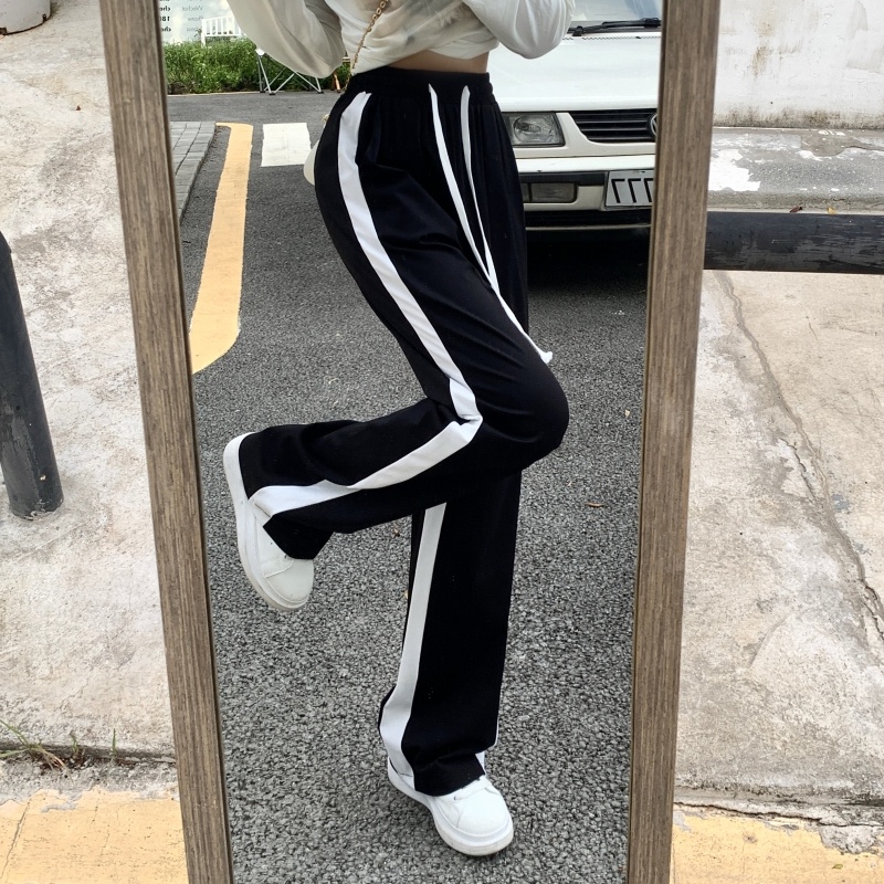 Quần Dài Lưng Cao Ống Rộng Màu Trắng Đen Thời Trang Mùa Thu Cho Nữ