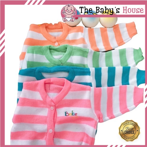 Áo len mùa đong có nút cài giữa cho bé sơ sinh từ 0-9 tháng tuổi