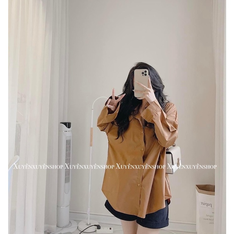 (Ảnh thật) Áo sơmi thô mềm 8 màu trơn oversize