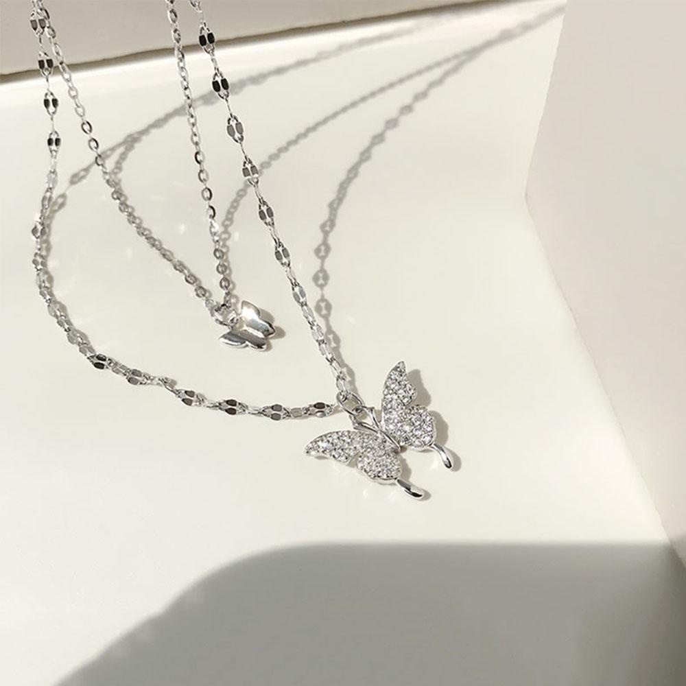 Vòng Cổ Choker Hai Lớp Mặt Hình Bướm Thời Trang Cho Nữ