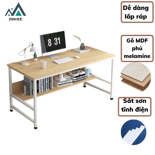 Bàn học sinh, sinh viên gỗ MDF dễ lau chùi, bàn làm việc full phụ kiện lắp ráp bằng gỗ ép siêu chắc chắn