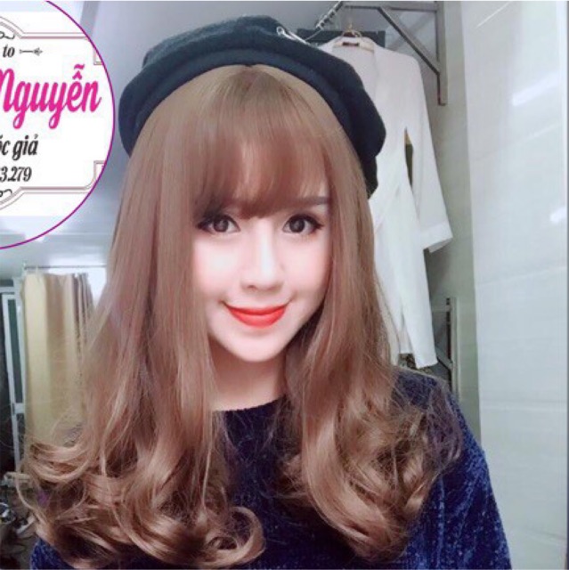 Tóc giả nữ😍 freeship 50k😍 tóc nguyên đầu xoăn đuôi 40cm - tặng kèm lưới