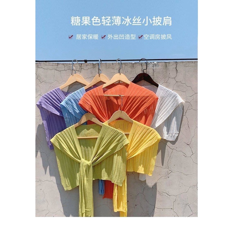 Khăn Choàng Vai Vải Lụa Lạnh Mỏng Thắt Nút Bảo Vệ Vai Có Thể Tháo Rời Dễ Phối Đồ 73l2 | BigBuy360 - bigbuy360.vn