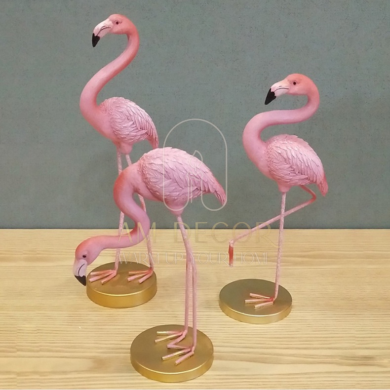 Tượng Hồng hạc Flamingo nữ tính sáng tạo decor trang trí phòng ngủ, phòng khách, quà cưới sang trọng - AM Decor