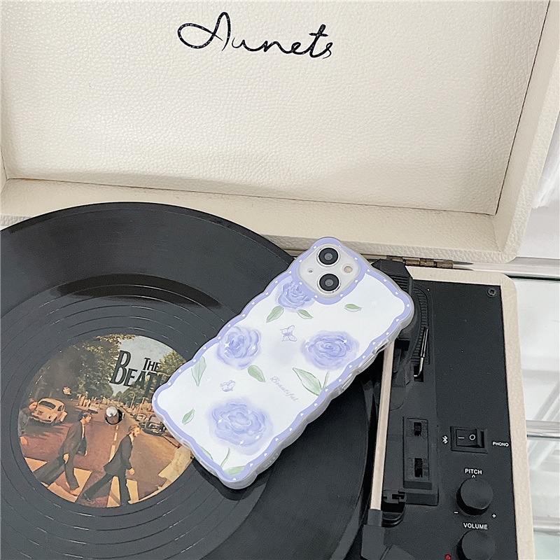 Ốp lưng iphone Ốp Điện Thoại Họa Tiết Hoa Hồng Và Sóng Biển Cho iphone13Promax 12 14pro / xr / 6Plus-14 Dinuo case