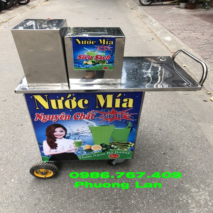 Máy ép nước mía bàn cộc không tủ kính, xe đẩy nước mía 1500w ép 1 lần
