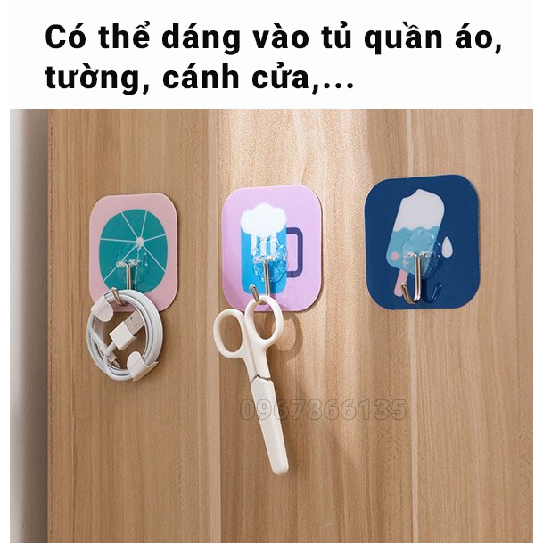 Móc treo đồ dán tường chịu lực, móc siêu chịu lực, móc dán tường hình dễ thương