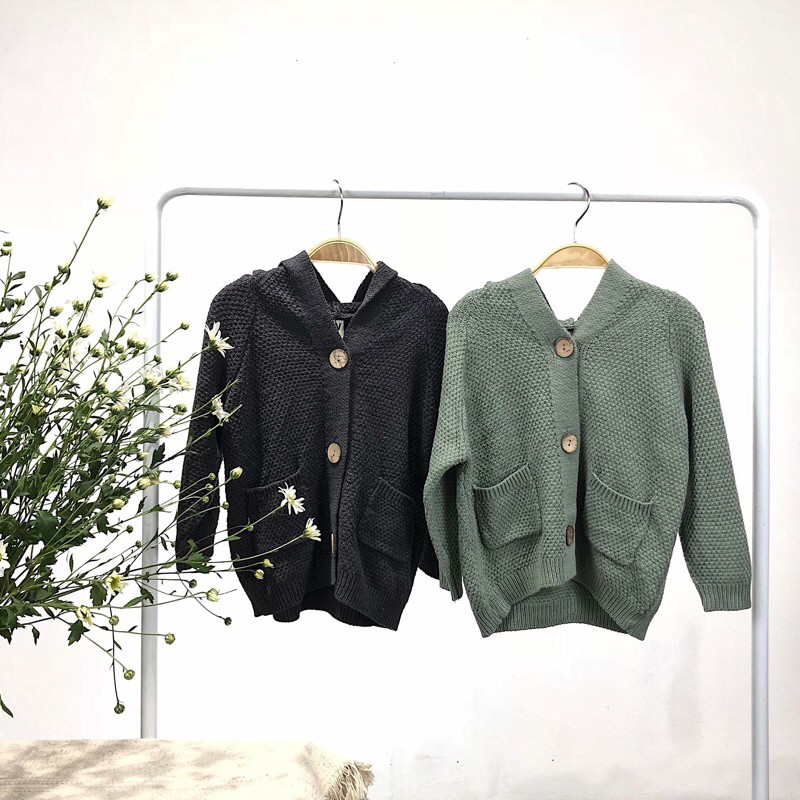 Cardigan len có mũ cho bé &lt;FREE SHIP&gt; Áo khoác len trẻ em có mũ - Áo len cao cấp style Hàn Quốc xinh xắn cho bé