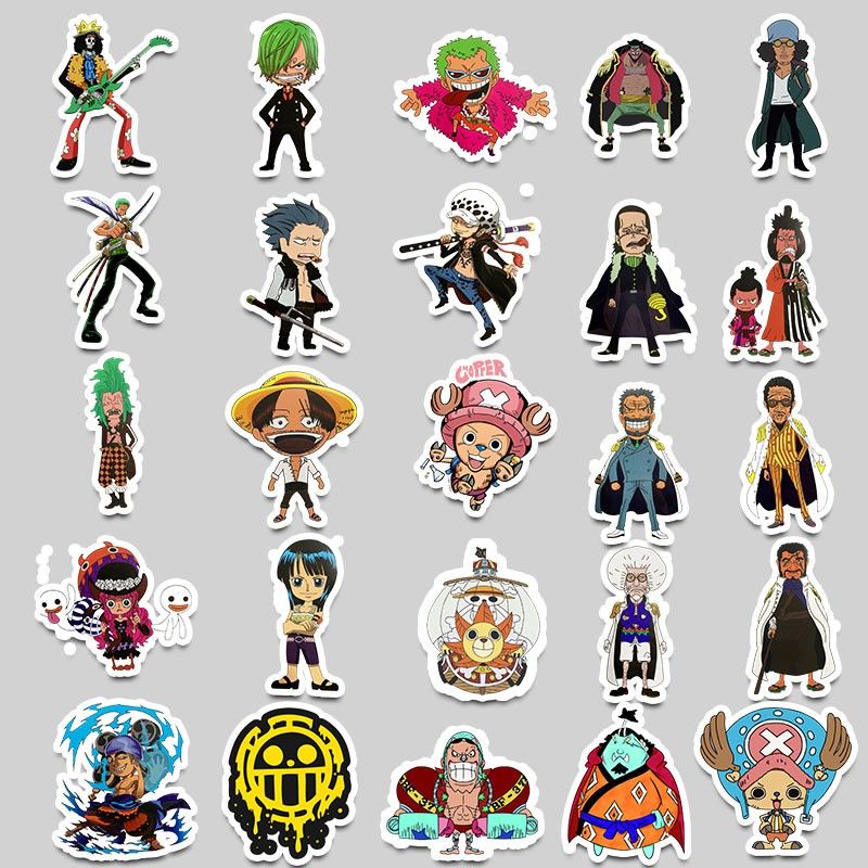 Combo Sticker ONE PIECE nhựa PVC không thấm nước, dán nón bảo hiểm, laptop, điện thoại