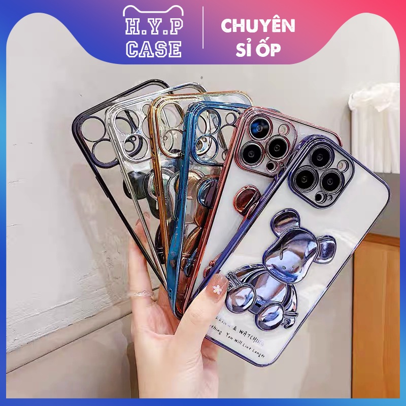 Ốp Lưng Iphone BEARBRICK Bóng Nổi 3D Viền Si Chống Bẩn Cạnh Vuông Màu Blue (02) | BigBuy360 - bigbuy360.vn