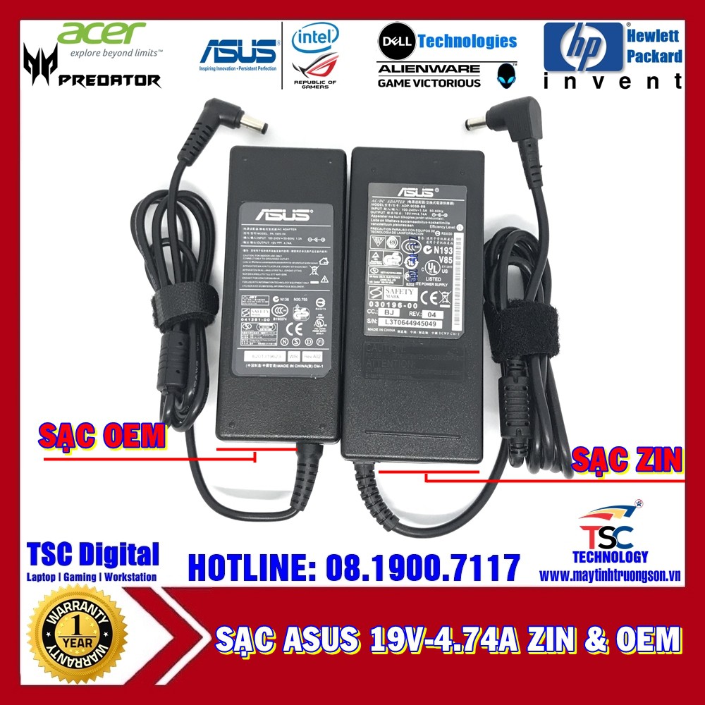 Sạc Laptop ASUS 19V-4.74A Hàng Zin Bảo Hành 12 Tháng