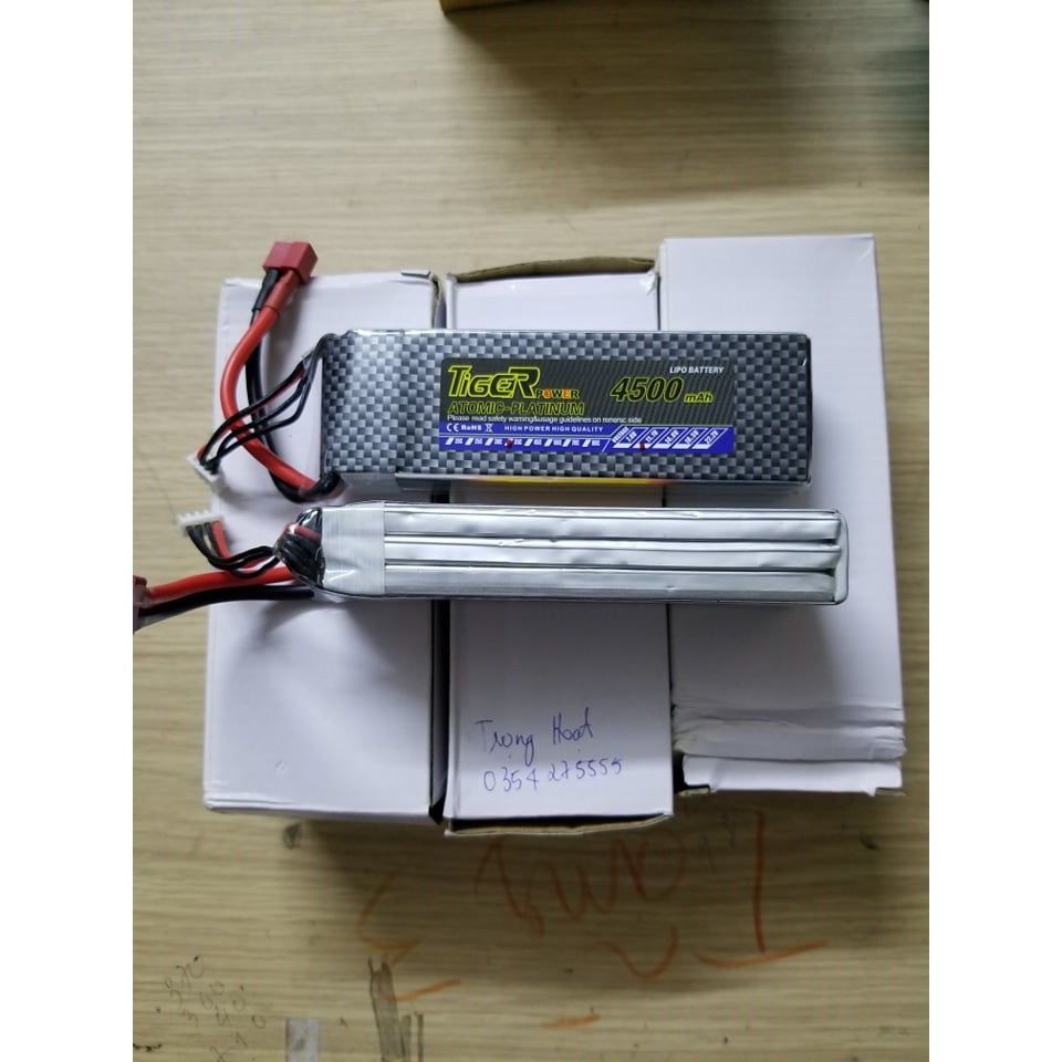 Pin Lipo 2s,3s 4500mAh 35C Tiger Chính Hãng Jack Chữ T may bay