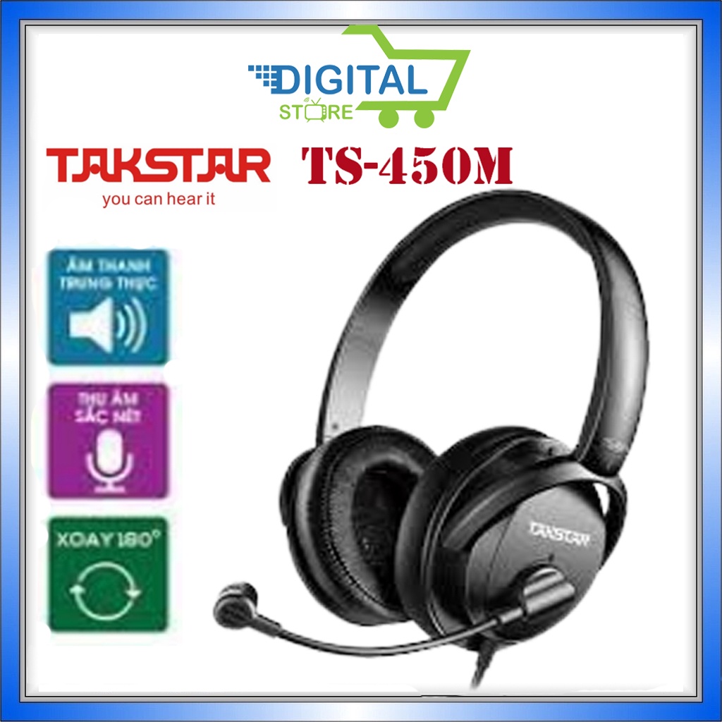 Tai nghe kiểm âm TAKSTAR TS-450M có míc, thu âm, học tiếng anh, gaming