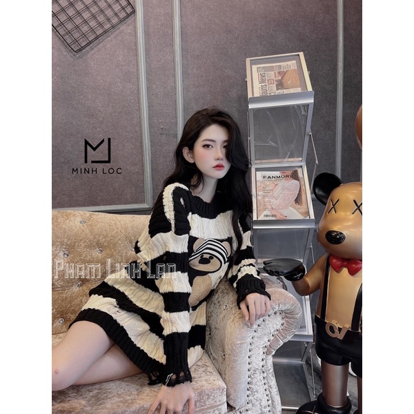 Áo Gấu Len Rách Hot Hit