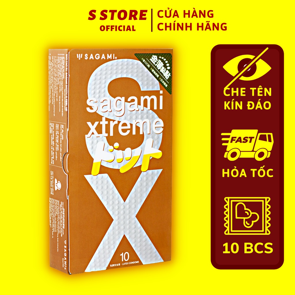 Bao Cao Su Sagami Feel Up – BCS Mỏng Nhiều Gel Gai Nhỏ Kéo Dài Thời Gian - Hộp 10 Chiếc
