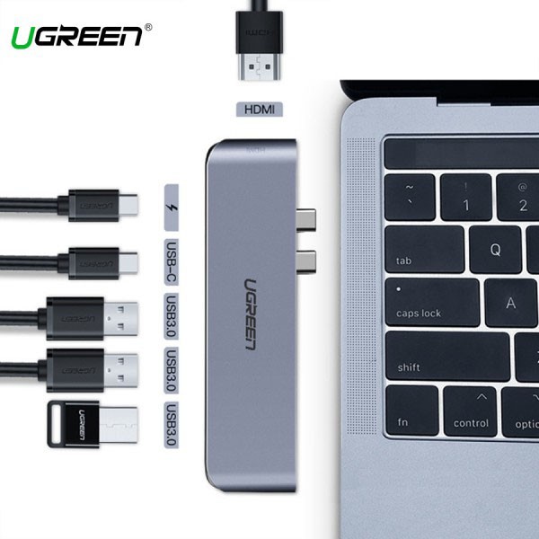 Cáp Chuyển USBC Sang HDMI+ 3 USB 3.0 + USBC + PD Chính hãng Ugreen 50963