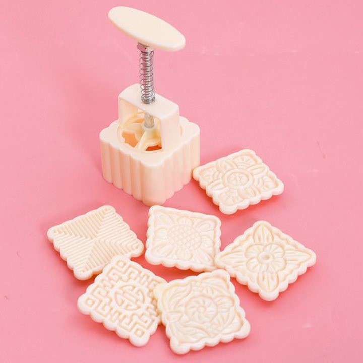 Khuôn Làm Bánh Trung Thu 4 - 6 Mặt Vuông 100g - 125g