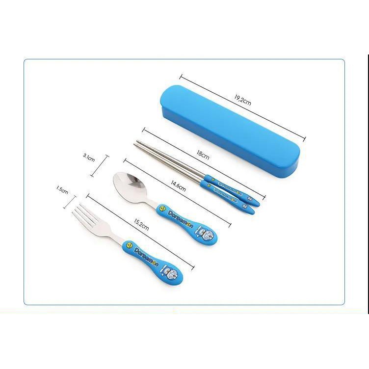 BỘ ĂN DẶM 3 MÓN THÌA, DĨA, ĐŨA TẬP ĂN HÌNH THÚ BẰNG INOX CÓ HỘP ĐỰNG CHO BÉ YÊU