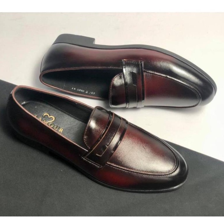 Giày lười nam cao cấp da bò thật bh 12 tháng kiểu dáng Penny Loafer - Mã T42